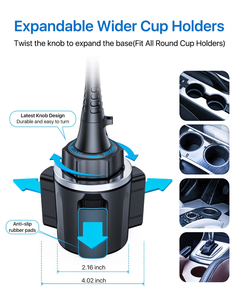 [Australia - AusPower] - [Newest & Solidest] andobil 15in Car Cup Phone Holder, [Stable & Adjustable] Long Neck Cup Holder Phone Mount for Car Truck, [Hold Big Phones Firmly] Fit for iPhone 13 12 11 Pro Max & All Cell Phones 