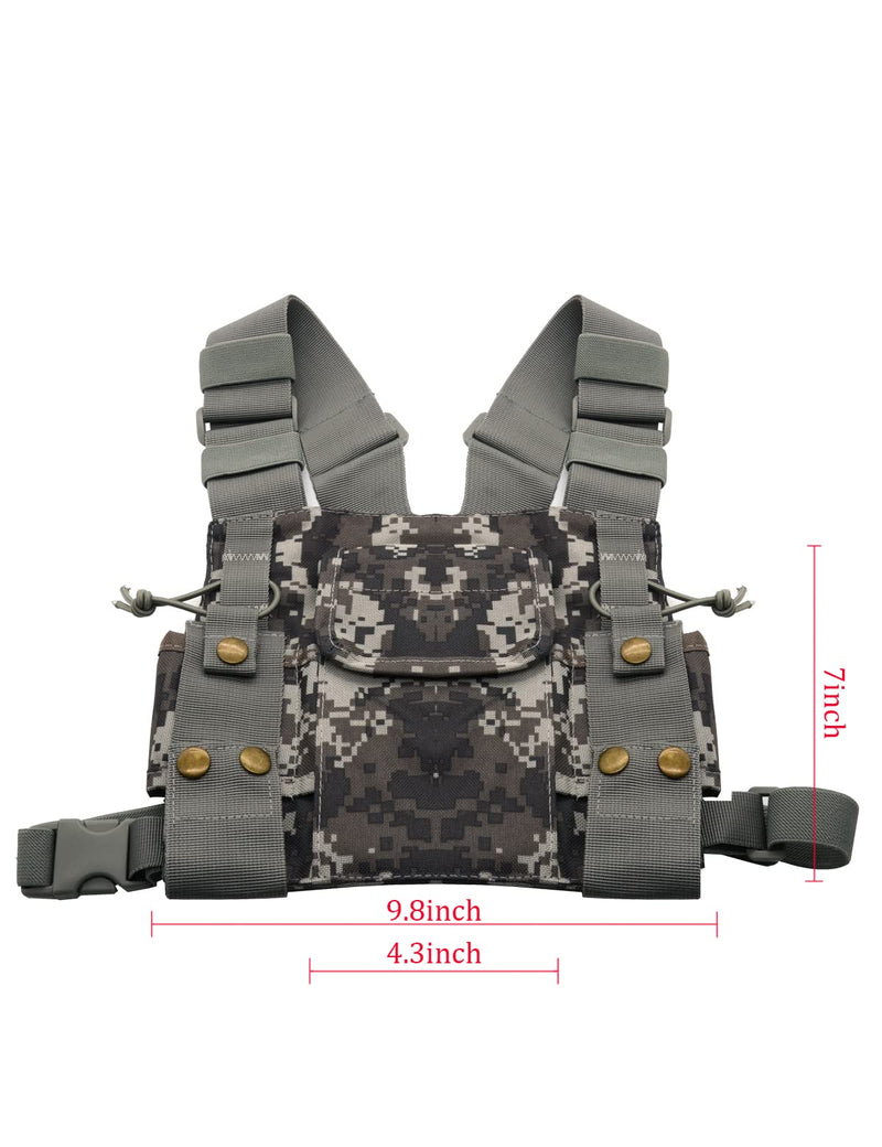 [Australia - AusPower] - LSENG Tactical Vest Nylon Military Holster is Suitable for Pofung Motorola Midland CB Walkie Talkies Two-Way Radios Radio Pouch Vest Waist Bag Chest Strap Front (Camouflage) 