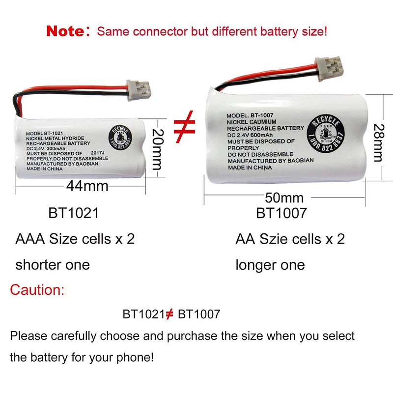 [Australia - AusPower] - BAOBIAN BT-1007 BBTY0651101 Cordless Phone Battery Compatible with Uniden BT1007 BT904 BT-904 BT1015 BT-1015 BBTY0460001 BBTY0510001 BBTY0624001 BBTY0700001 Panasonic HHR-P506 HHR-P506A(Pack of 2) 2 pack 