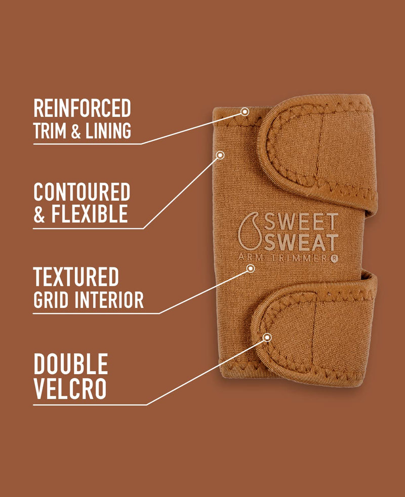 [Australia - AusPower] - Sports Research Sweet Sweat Arm Trimmers for Men & Women | Premium Quality Arm Wraps for Maximizing Heat & Sweat During Exercise| Includes Mesh Carry-Bag Clay Small 