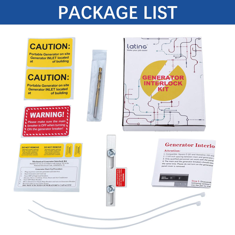 [Australia - AusPower] - LATING Generator Interlock for Square D or Homeline Meter Main 150 or 200 amp Panels, Brushed Nickel 