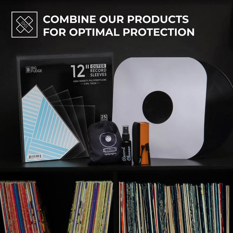 [Australia - AusPower] - BIG FUDGE 25 Pack Vinyl Record Outer Sleeves 12" LP | Durable & Wrinkle-Free | Crystal Clear & Made from High-Density Polypropylene | 3 mm Thick, 12.75” x 12.75” | Fits Most Gatefolds and Double LPs 12 inches 