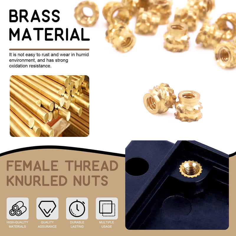 [Australia - AusPower] - Wokape 60Pcs M2x3x3.5mm Brass Nuts Embedment Nut Thread Brass Knurled Nuts Threaded Heat Set Insert Nuts Hydraulic Welded Joint Injection Molding for 3D Printing Injection Molding 60 2x3x3.5mm 