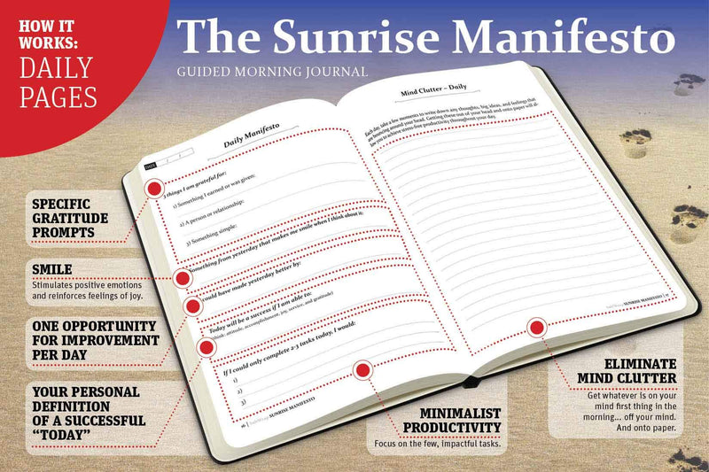 [Australia - AusPower] - The Sunrise Manifesto Guided Morning Journal (Brown) - Minimalist Morning Pages for Gratitude, Productivity, and Focus 