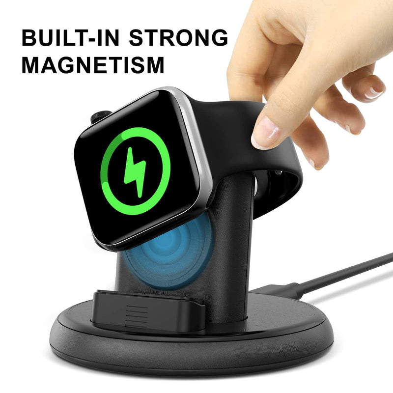 [Australia - AusPower] - GUYARO Charging Stand for Apple Watch, Watch Charger Stand with Charging Cable, Strong Magnetic Wireless Charging Station Compatible with i Watch Series SE/7/6/5/4/3/2/1(45/44/42/40/38 mm) Black 