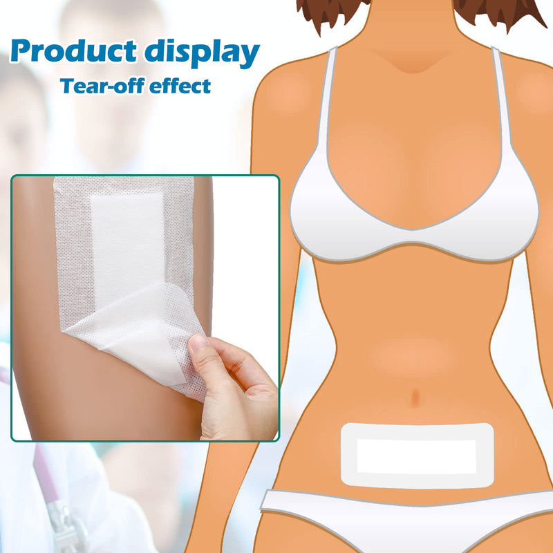[Australia - AusPower] - 15 Pieces Bordered Gauze-Island Dressing 4 x 10 Inch Wound Bandage Adhesive Patches Post Shower Breathable Borders Individually Packed Pouches 