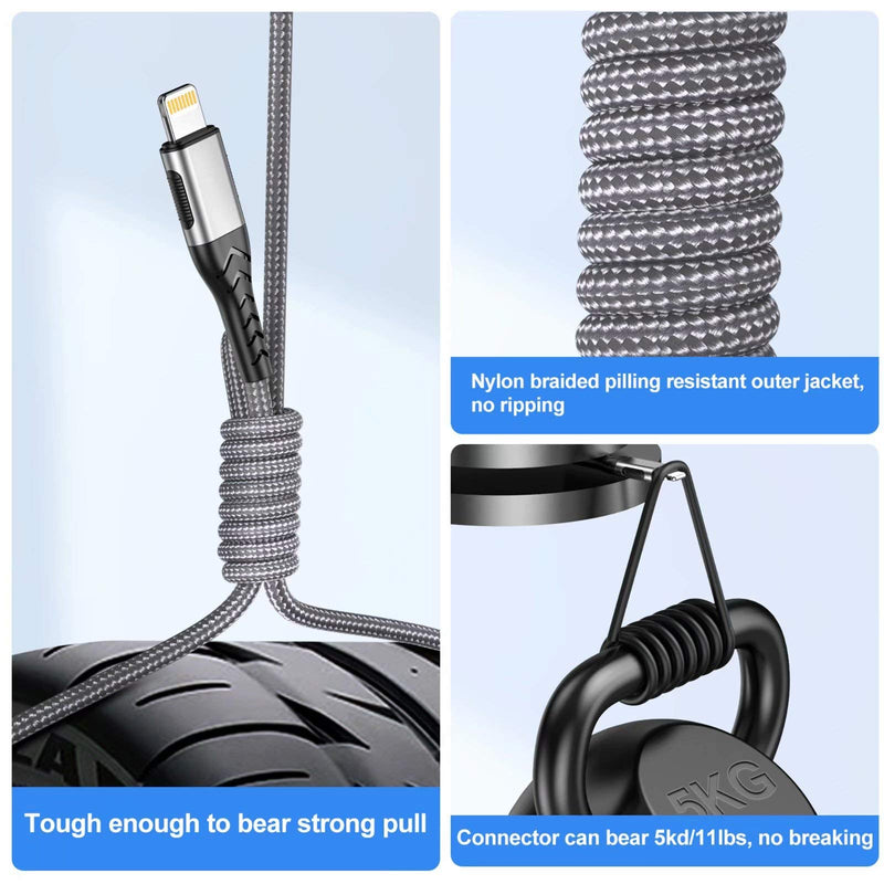[Australia - AusPower] - iPhone Charger, [MFi Certified] Durcord 3Pack 10FT USB A Cable for Long Lightning Charger Cable, Fast iPhone Charging Cord for iPhone Xs Max/XS/XR/X/8/7/6S/6/Plus/SE/iPad(Silver) Silver 
