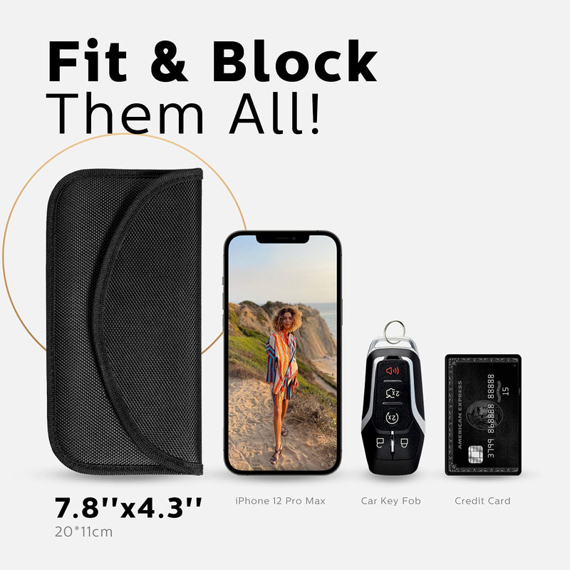 [Australia - AusPower] - 4 Pieces Faraday Bags Phone for Key Fob Protector Car RFID Signal Blocking GPS Anti-tracking Faraday Pouch Shielding Wallets for Cell Phone Privacy Card Protection(Nylon Fabric) Nylon Fabric 
