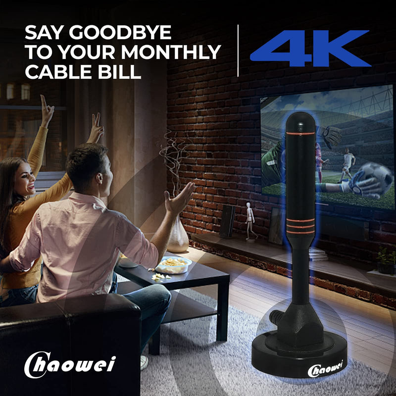 [Australia - AusPower] - Chaowei Digital TV Antenna-DVB66 Portable Indoor Outdoor TV Antenna with Magnetic Base,16.5ft Long Cable,Omnidirectional Receiving-Support 4K 1080P TV 2inch Magnetic Base 