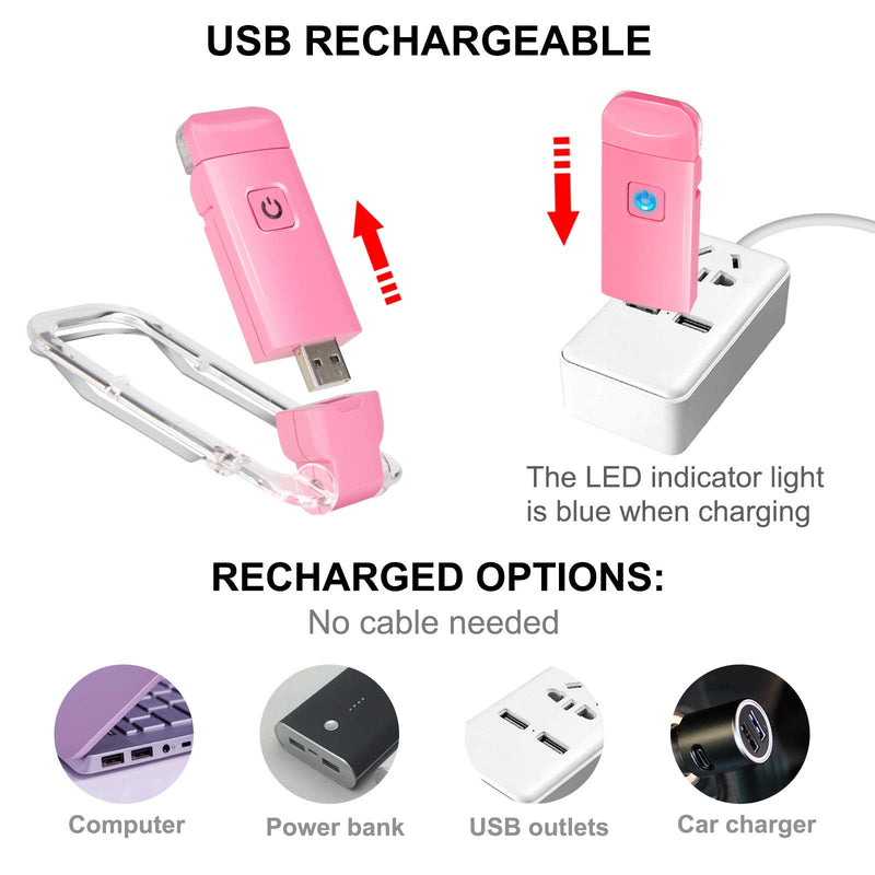 [Australia - AusPower] - BIGLIGHT Amber Book Reading Light, LED Clip on Book Lights, Reading Lights for Books in Bed, Small Book Light for Kids, USB Rechargeable, 2 Brightness Adjustable for Eye Protection, 2 Pack Pink+green 