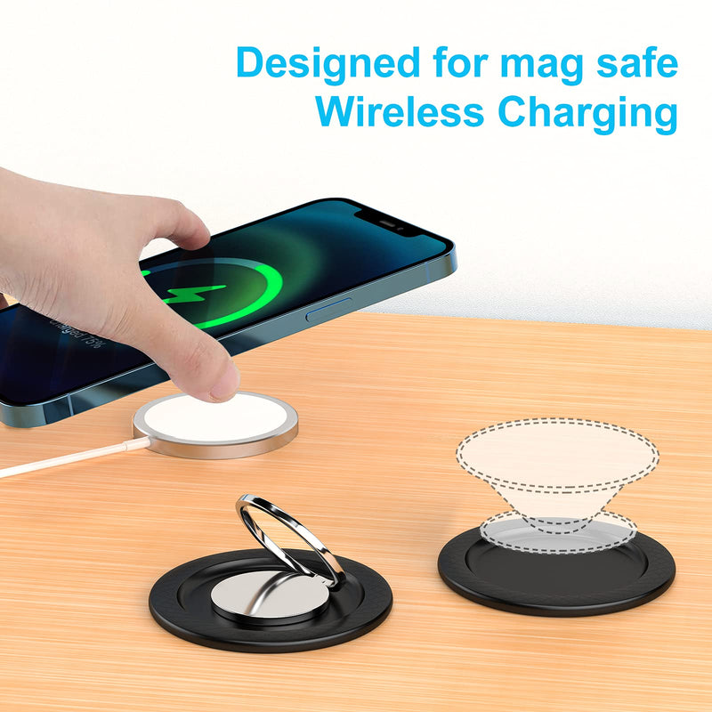 [Australia - AusPower] - Removable Magnetic Disk Base Compatible with Mag Safe Wireless Charging for Socket & Grip, Magnet Accessories for Collapsible Cell Phone Ring Holder Finger Stand Designed for iPhone 12/13 Pro Max Mini 
