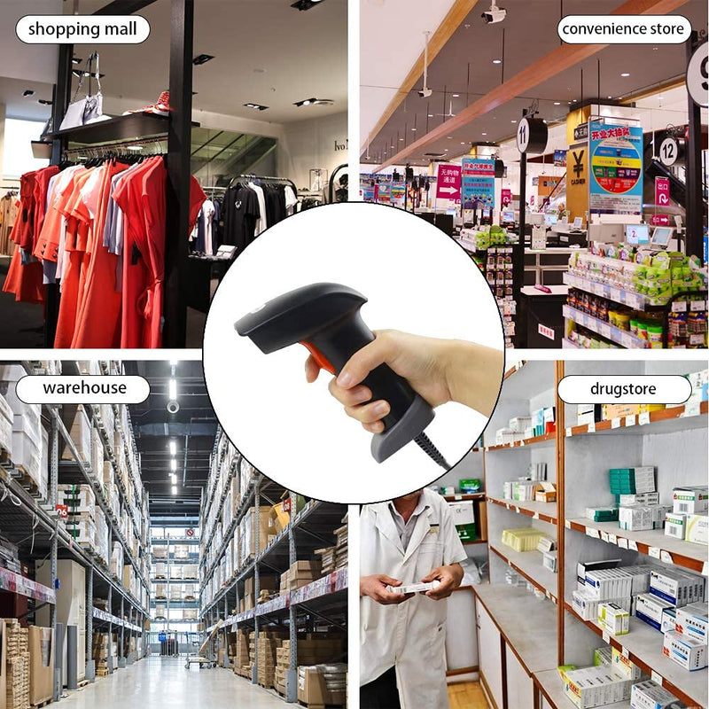 [Australia - AusPower] - Posunitech USB Laser 2D Barcode Scanner Wired Handheld Bar Code Scanner Reader Black Fast and Accurate 