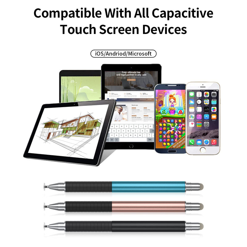 [Australia - AusPower] - Stylus Pens for Touch Screens(3 Pcs), High Precision and Sensitivity Universal Capacitive iPad Pen Compatible with Apple/iPhone/iPad/Android/Microsoft Tablets and All Capacitive Touch Screens Blue/Rose/Black 
