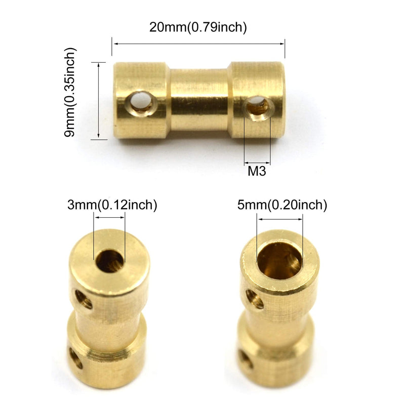 [Australia - AusPower] - Befenybay 8 Pcs 3mm to 5mm Brass Connector Copper DIY Motor Flexible Shaft Coupling Joint Connector With Screws for Small Motor (3mm to 5mm) 
