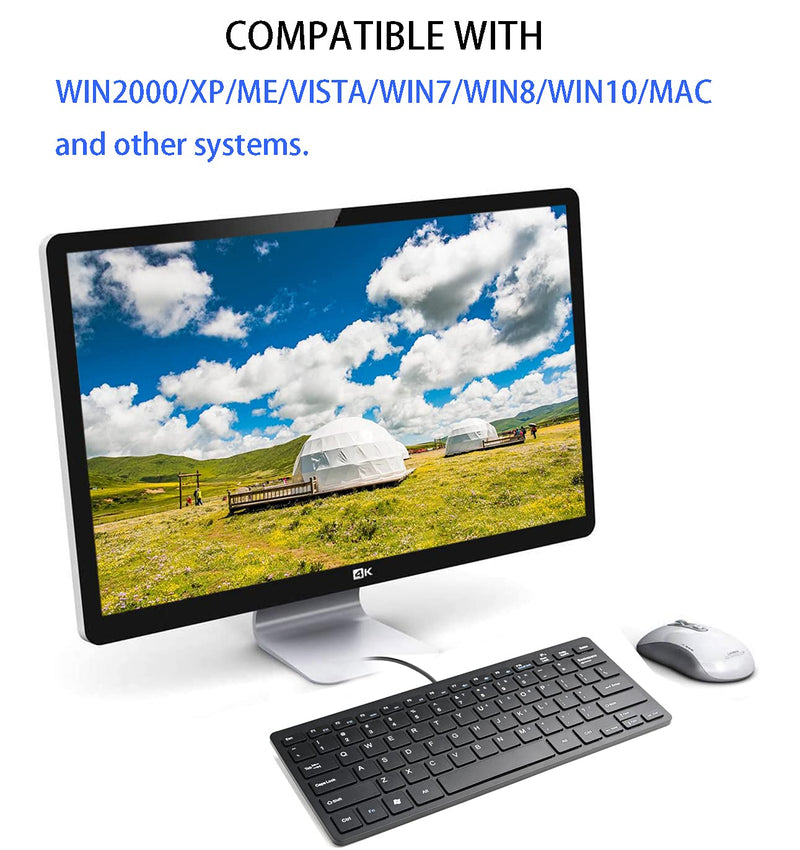 [Australia - AusPower] - 2021 Upgraded Powboro PC Computer Laptop Mini USB Wired Keyboard for Mac and Windows 78 Scissor Keys Small Super Thin Compact Multimedia Keyboard (Black) Black 