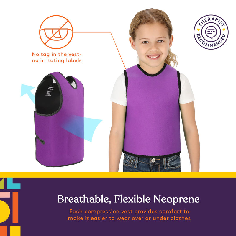 [Australia - AusPower] - Special Supplies Sensory Compression Vest Deep Pressure Comfort for Autism, Hyperactivity, Mood Processing Disorders, Breathable, Form-Fitting, Kids and Adults (Purple, X-Small 14x24 inches) Purple X-Small (Pack of 1) 