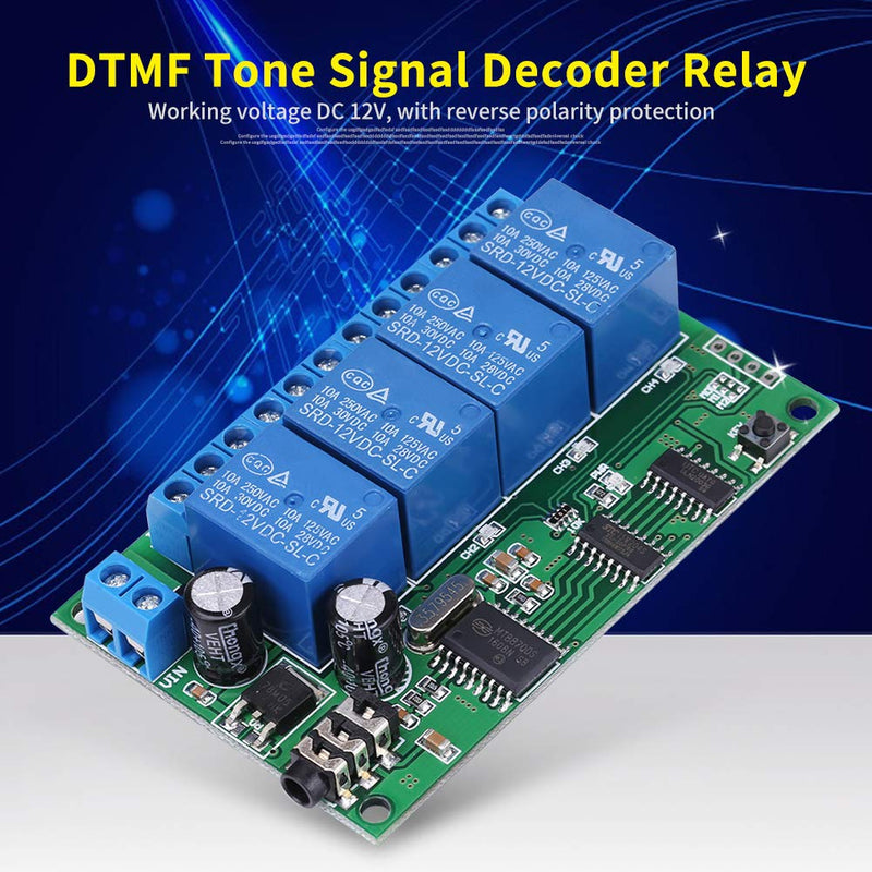 [Australia - AusPower] - 4 Channel DTMF Tone Signal Decoder Relay, Audio Signal Decoding Relay, AD22B04 12V, 4 Channel DTMF Tone Signal Decoder Relay Phone Remote Control PLC 