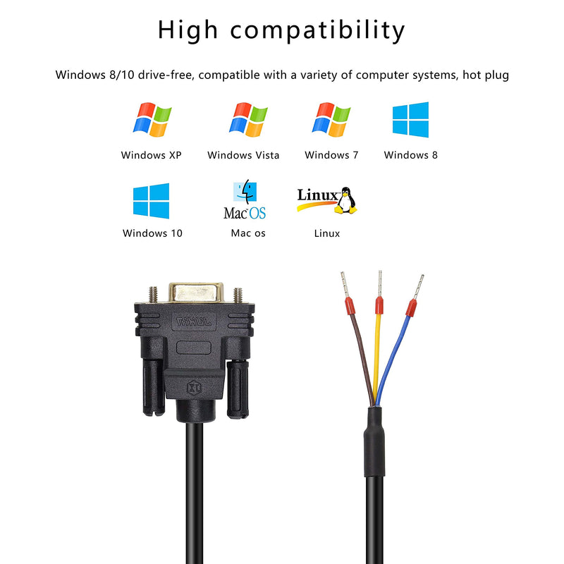 [Australia - AusPower] - XMSJSIY DB9 Connector RS232 Serial Port Cable DB9 Adapters Solderless 9-Pin COM Port Breakout Replacement Cable Order:235 (Female) -1.5m/4.92Feet female 