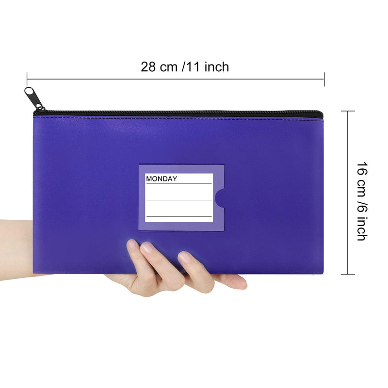 [Australia - AusPower] - Sinzip 4 Pack Bank Deposit Money Bag, Heavy Duty Leatherette Security Zipper Wallet with Clear Window, Pencil Pouch, Coin Bag, Cash Bag, Tool Pouch, Assorted Colors (4 Pack) 