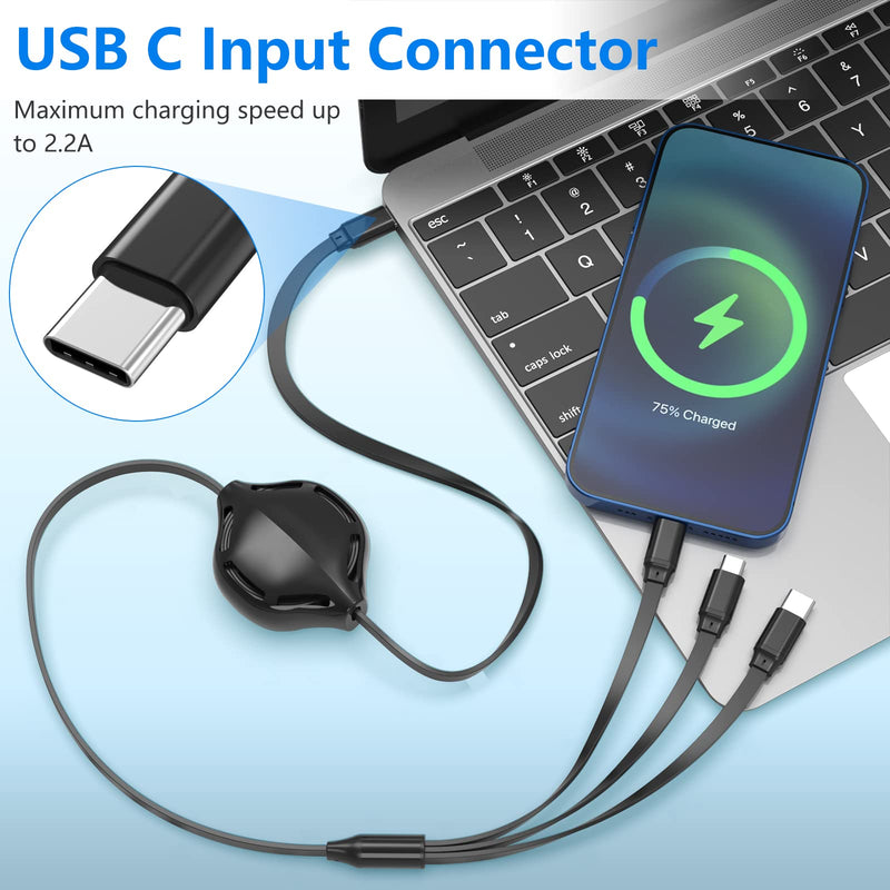 [Australia - AusPower] - CHAFON Multi Retractable Charger Cord,2Pack 3-in-1 USB C Charging Cable for IP/Type-C/Micro USB Compatible with Cell Phones/Tablets/Samsung Galaxy/Pixel/Sony/LG/HTC (USB C Input) 