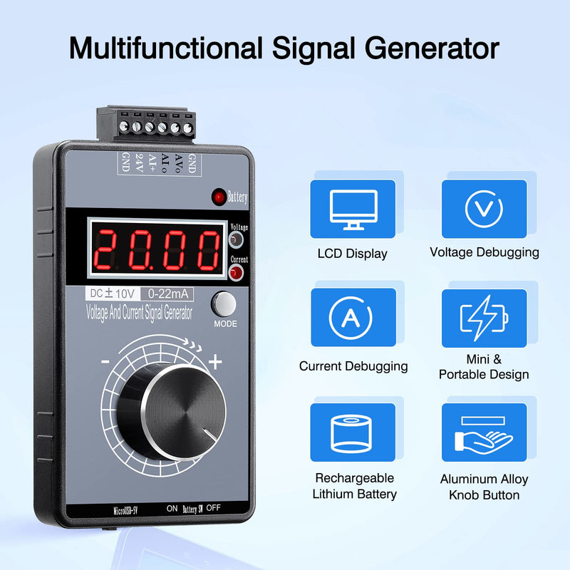 [Australia - AusPower] - Seesii 0-22mA/4-20mA DC 0-10V Signal Generator, Mini Adjuatable Function Generator with LCD Display, Built-in 1000mAh Rechargeable Battery Current Voltage Analog Generator for PLC & Panel Debugging 0/4-20mA 