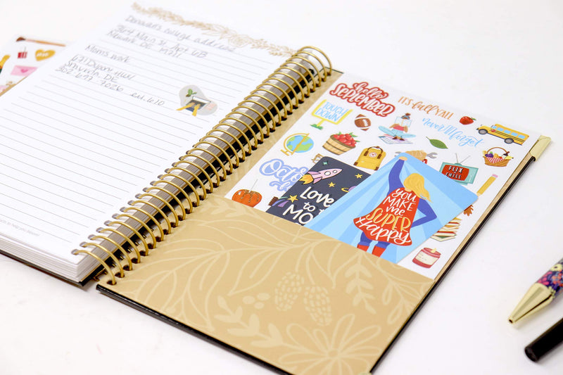 [Australia - AusPower] - bloom daily planners New Hardcover Contacts Address & Password Book - Alphabetical Organizer with Tabs - 6” x 8.25" - Black & Gold Embroidery 