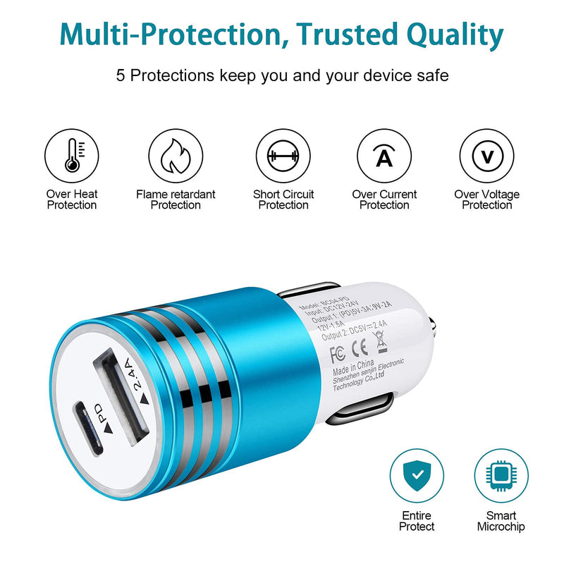 [Australia - AusPower] - Fast Charger PD Car Charger Block 30W Car Plug+USB C to C Fast Charging Cable for Samsung Galaxy S22 S21+ S21 Ultra S20+ S20 Plus/Note 21 20 10 S10 S10E A20 A50 A10E A21 A70 A71 A01 A11 S9 S10+ A32 S8 Blue 