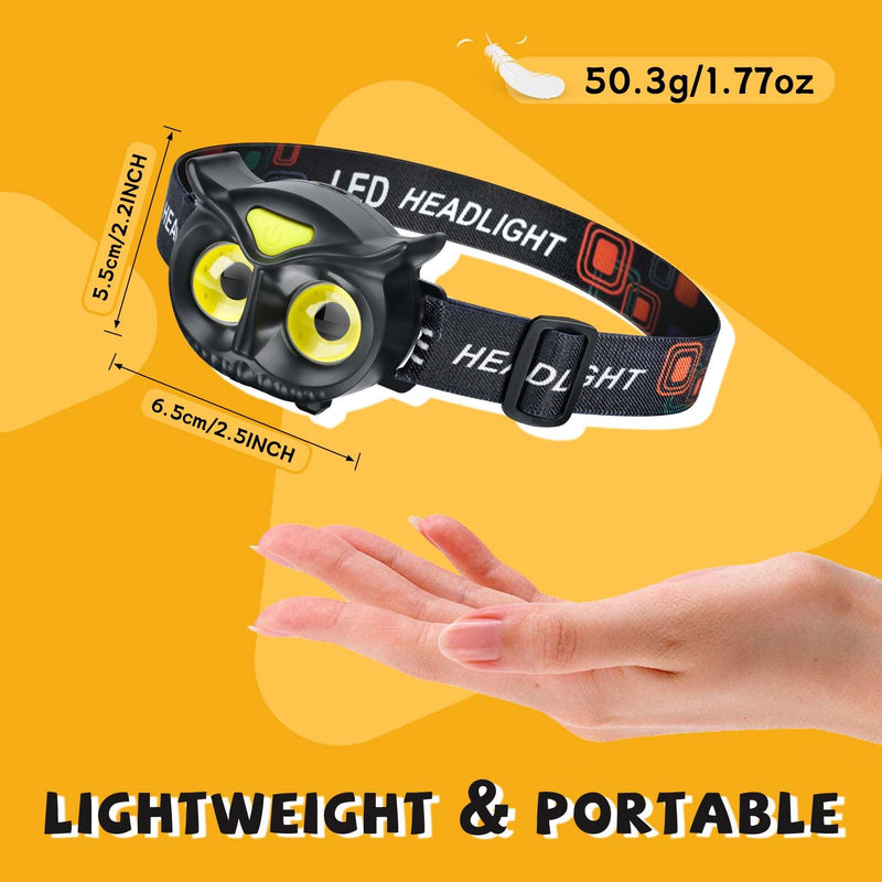 [Australia - AusPower] - unibrite LED Kids Headlamp, 2Pack COB Headlamp for Kids Boys Girls or Adults, Flashlight Headlamp Battery Powered Lightweight Headlight Ideal Gift for Camping, Birthday, Halloween, Christmas, New Year Black+Black 
