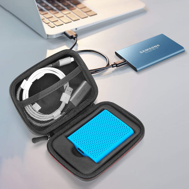 [Australia - AusPower] - ProCase Shockproof Carrying Case + Silicone Cover Combo for Samsung T5 / T3 Portable 250GB 500GB 1TB 2TB SSD USB 3.1 External Solid State Drives, Protective Hard EVA Storage Case Bag -Black 