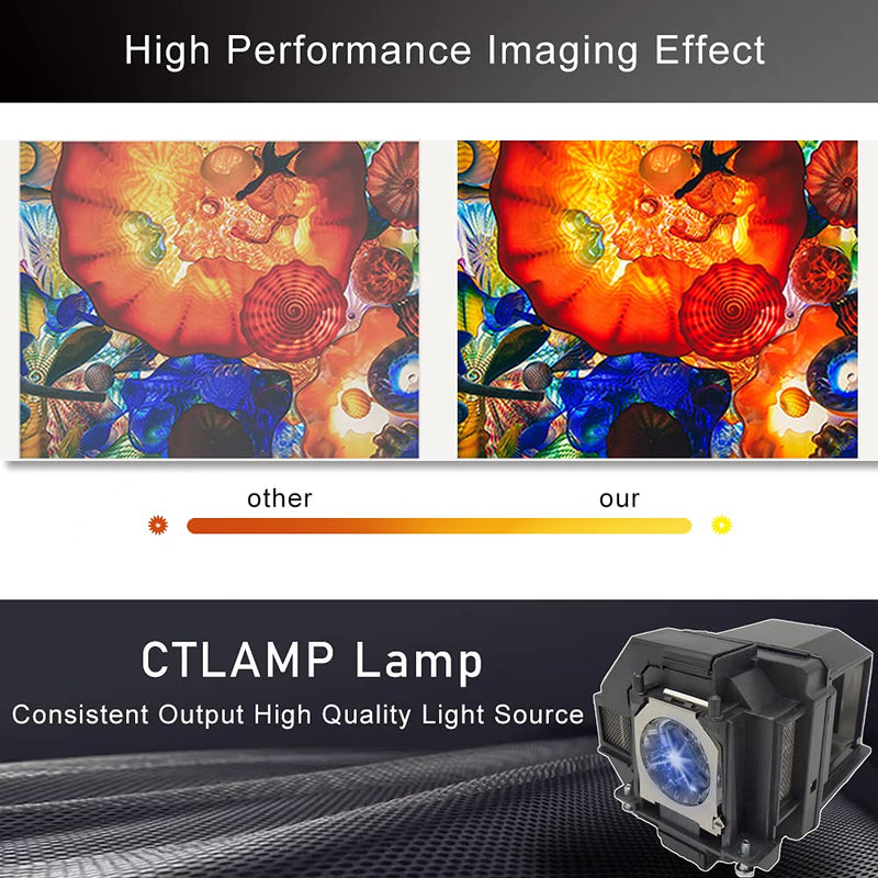 [Australia - AusPower] - CTLAMP A+ Quality V13H010L96 ELP96 Replacement Projector Lamp Bulb with Housing Compatible with elplp96 Epson Powerlite Home Cinema VS350 VS355 EX9210 EX9220 EX3260 EX5260 EB-2247U EB-S41 X39 elp96a+ 