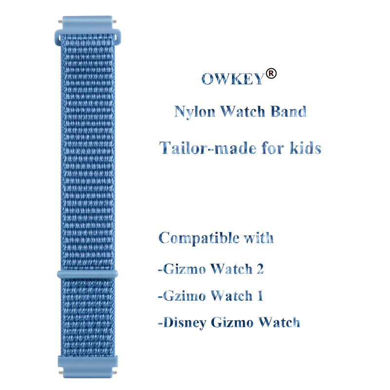[Australia - AusPower] - OWKEY Kids Band Replacement Compatible for Gizmo Watch, Breathable Hook & Loop Nylon Watch Bands with Quick Release Pins, Compatible with Verizon Gizmo Watch 2/1 Blue 