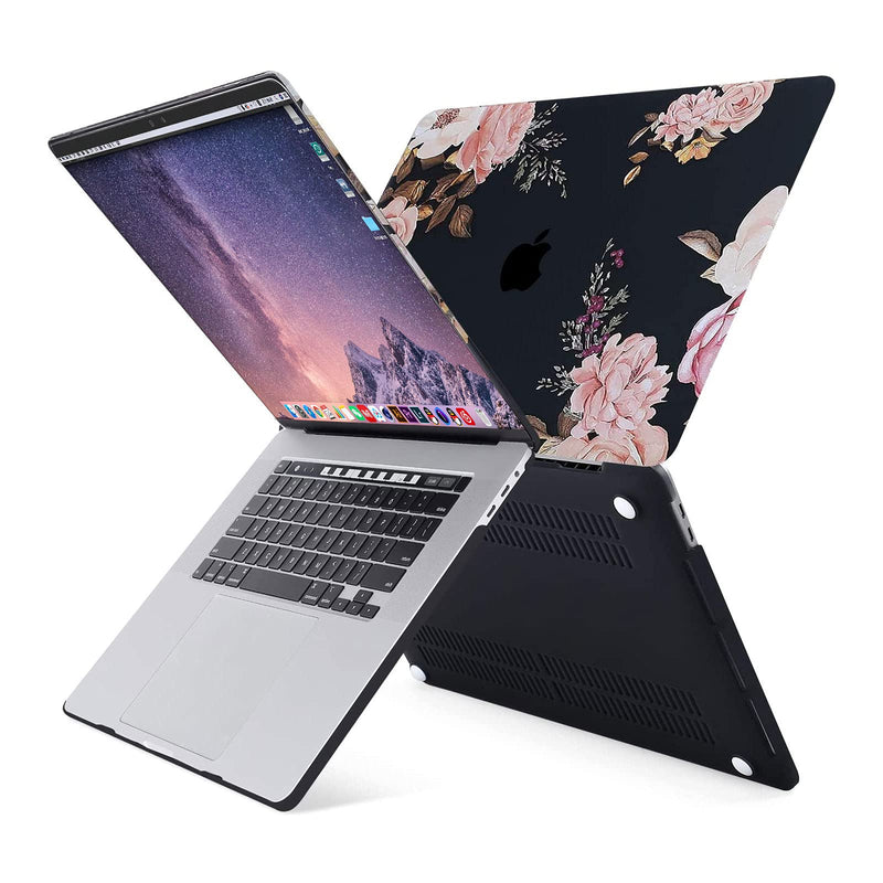 [Australia - AusPower] - MOSISO Compatible with MacBook Pro 16 inch Case 2020 2019 Release A2141 with Touch Bar Touch ID, Plastic Peony Hard Shell Case & Keyboard Cover Skin & Screen Protector, Black 