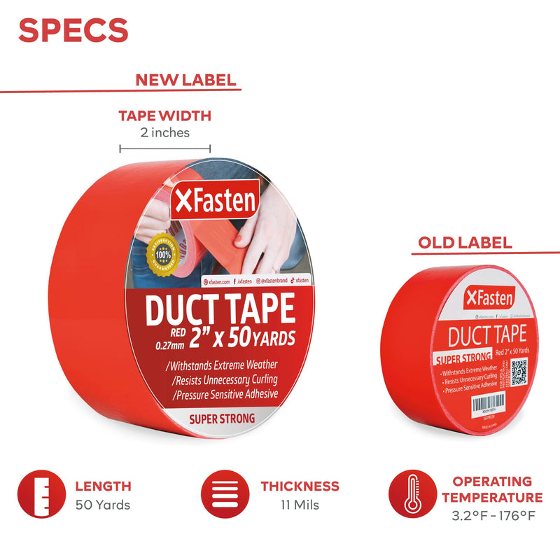 [Australia - AusPower] - XFasten Super Strong Duct Tape 2 Inches x 50 Yards (Red, 2-Inch by 50-Yards) Red 