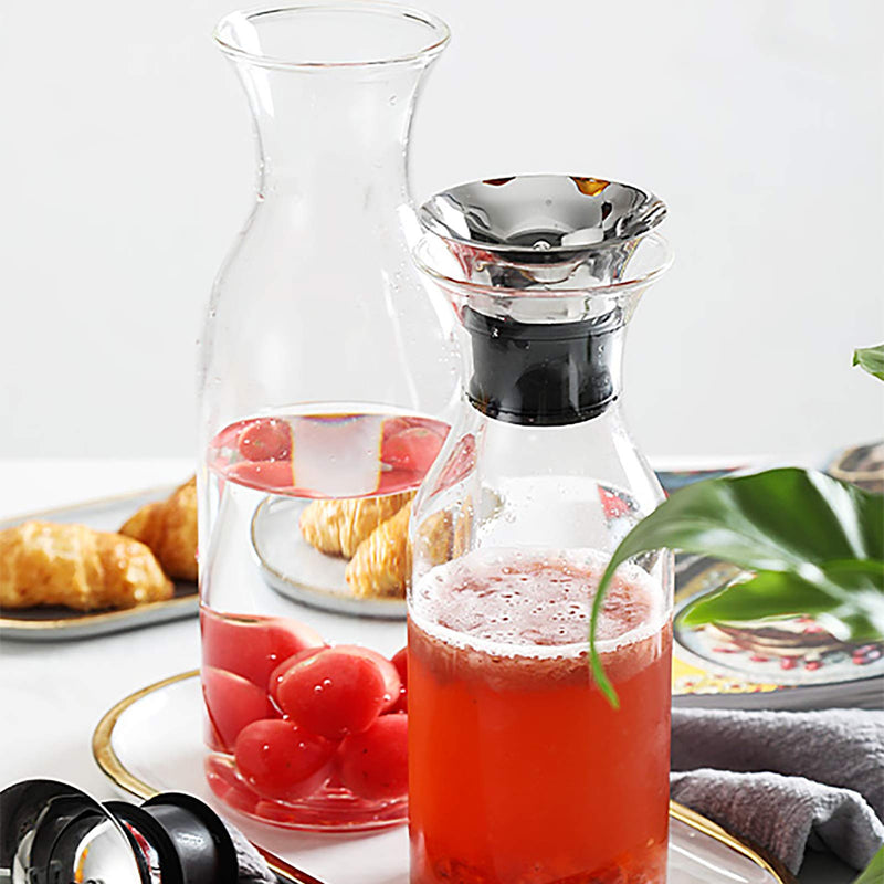 [Australia - AusPower] - WUWEOT 35 OZ Glass Carafe, Borosilicate Water Carafe Jug Beverage Pitcher with Stainless Steel Lid for Water, Milk, Coffee, Serving Wine, Homemade Iced Tea and Juice, Heat Resistant 
