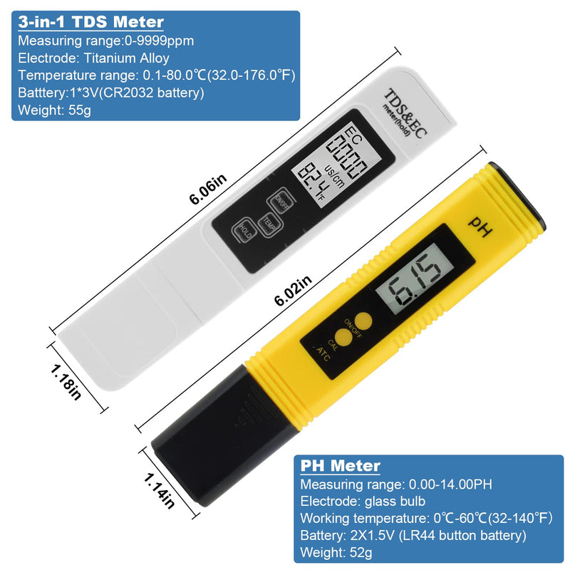 [Australia - AusPower] - PH Meter and TDS Meter Tester Combo,Aideepen 0.01PH Pen & 0-9990 ppm High Accuracy 3-in-1 TDS EC Temperature Meter for Aquarium,Home Drinking Water and Pool 