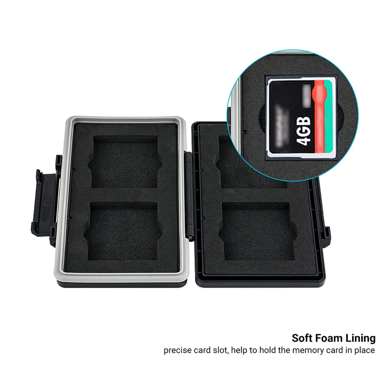 [Australia - AusPower] - 4 Slots CF Card Holder, Water-Resistance Anti-Shock Compact Flash Card Case Storage for Canon 400D 350D 50D 40D 30D 7D Mark II 7D 5DS R 5D Mark IV III II 1D Mark II Nikon D810 D800 