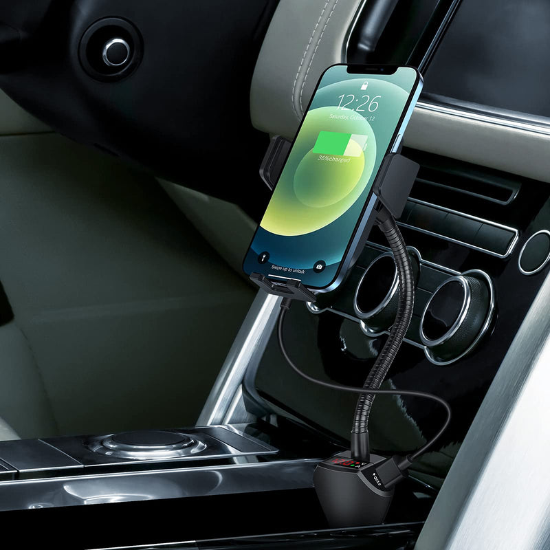 [Australia - AusPower] - Car Cigarette Lighter Wireless Charger- Phone Holder Mount,Automatic Infrared Smart Sensing 15W Qi Fast Wireless Charging Cradle for Cell Phone,Dual USB, Double QC3.0 Output 