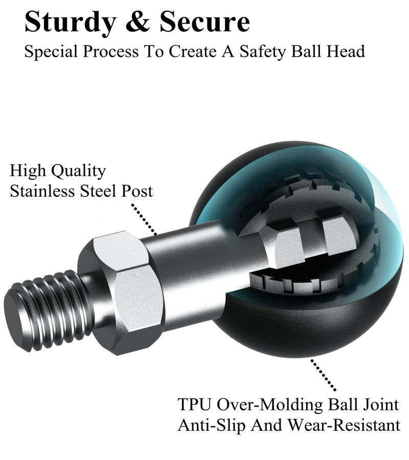 [Australia - AusPower] - BRCOVAN 2 Pack, 1'' Ball Adapter with M8 x 1.25 Threaded Post Compatible with RAM Mounts B Size 1 Inch Ball Double Socket Arm 