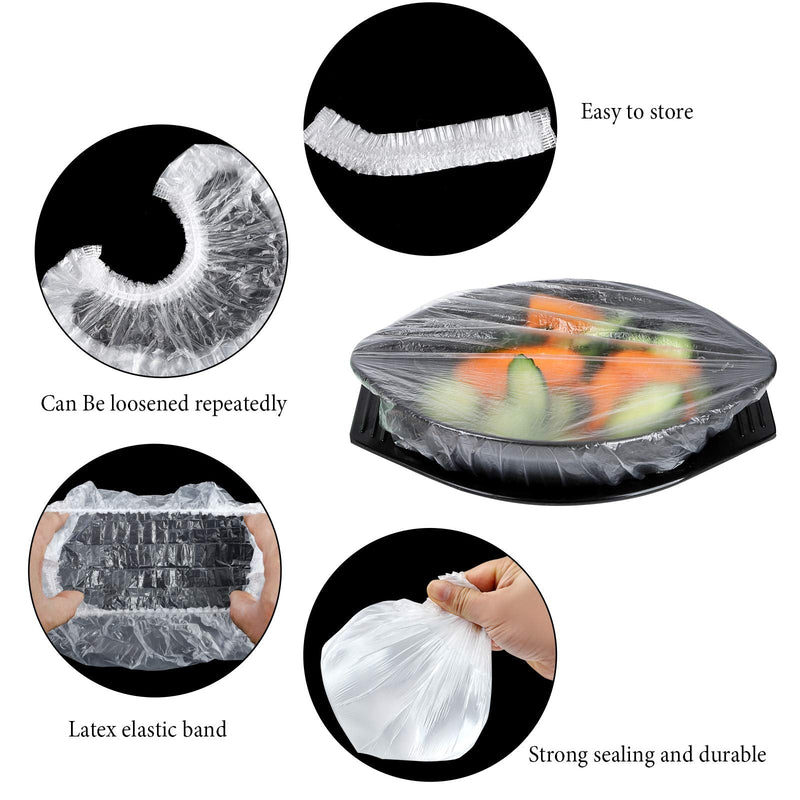 [Australia - AusPower] - 180PCS Reusable Elastic - Stretch Bowl Covers with Stretch PE Plastic Food Storage Covers Elastic Dish Plate Wrap Bowl Covers for Leftover and Meal Prep (180) 