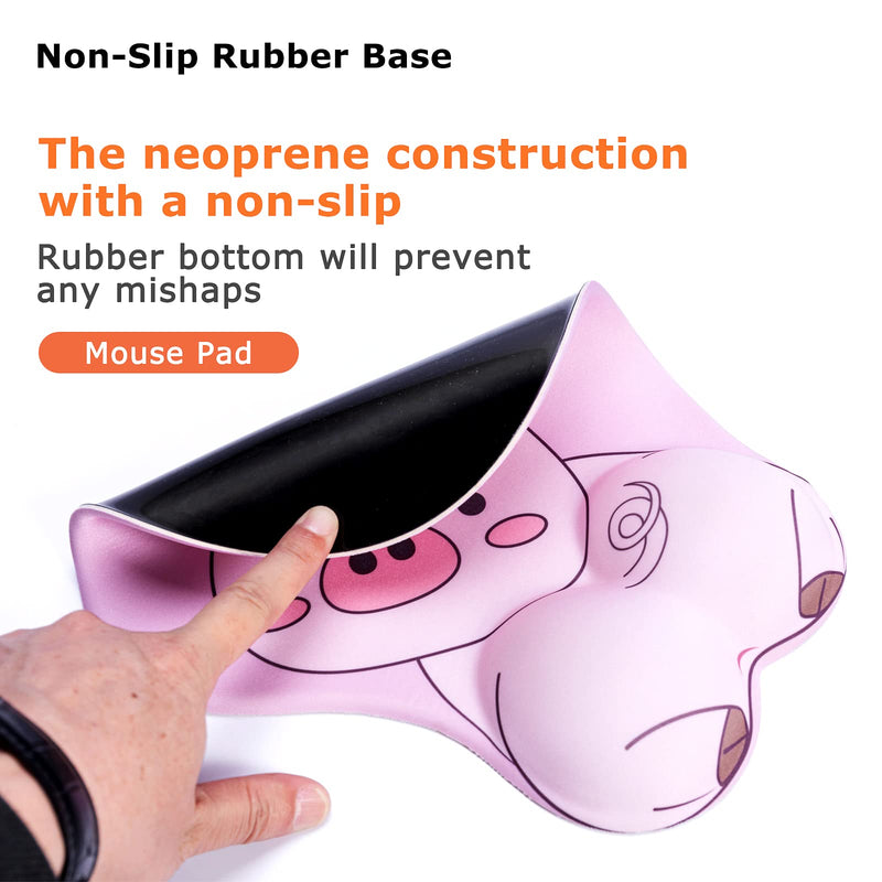 [Australia - AusPower] - Mouse Pad Wrist Support, KAIGOBOX Mouse Pad, Kawaii Pink Mouse Pad with Piggy Pattern, Desktop Computer Laptop Ergonomic Mouse Pad for Wireless Mouse, Mousepad with Wrist Rest for Gaming Home Office 
