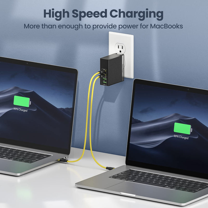 [Australia - AusPower] - 100w USB C Charger, Haycide 4 Port GaN Fast Wall Charger, PD Charging Station, Type C Power Adapters Compatible with iPhone 13/13Pro Max, MacBook Pro/Air, iPad, Laptop, Dell XPS, Samsung Galaxy S21 Dark Grey 