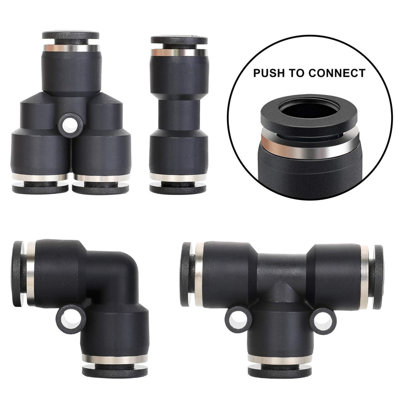 [Australia - AusPower] - Hromee Air Line Tubing Kit, 1/4 Inch (6.35MM) OD x 32.8 Feet Polyurethane PU Tube and Push to Connect Fittings, 14 PCS Compressed Pipe and Accessories Kit Polyurethane (PU) 