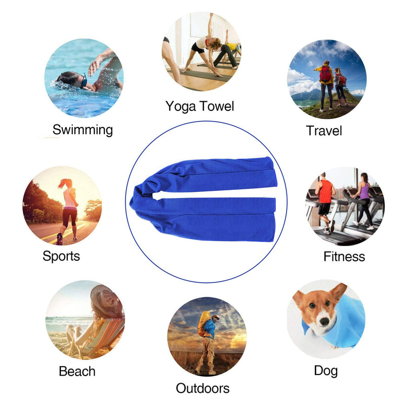 [Australia - AusPower] - Cooling Towel(40"x12") Microfiber Towel Yoga Towel for Men or Women Ice Cold Towels for Yoga Gym Travel Camping Golf Football & Outdoor Sports (4pack-Blue/Green/Dark Blue/Dark Gray) 