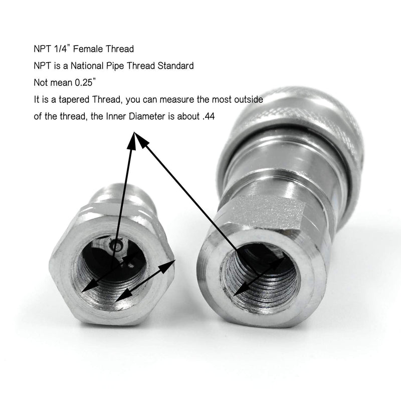 [Australia - AusPower] - 2 Sets 1/4" NPT Thread ISO-B Hydraulic Quick Disconnect Coupler Tractor Quick Coupling with Dust Caps 