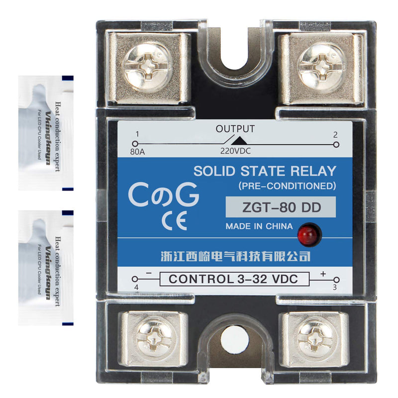 [Australia - AusPower] - CGELE CG Solid State Relay SSR-80DD DC to DC Input 3-32VDC To Output 5-240VDC 80A Single Phase Plastic Cover DC to DC 80A 