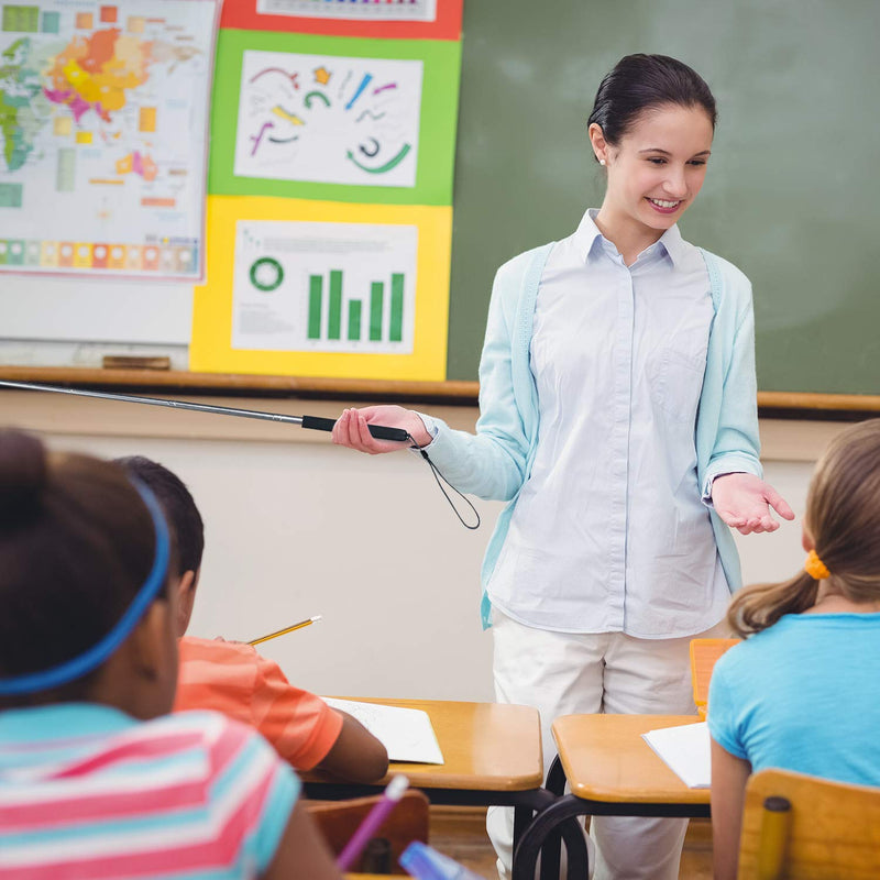[Australia - AusPower] - 4 Pieces Retractable Teacher Pointer Telescopic Teaching Pointer Presenter Whiteboard Pointer and Lanyards with 6 Pieces Extra Felt Nibs for Teachers Presenter, Extends Design (39 Inches) 39 Inches 