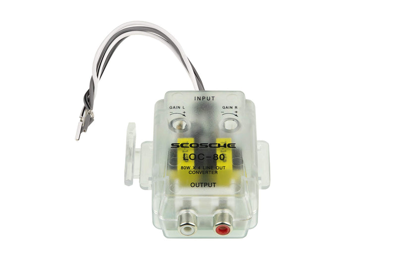 [Australia - AusPower] - Scosche LOC80 Line Output Converter Adjustable Amplifier Add On Module for Car Stereo, 2-Channel Speaker Wire to RCA Adapter 80W, Clear 