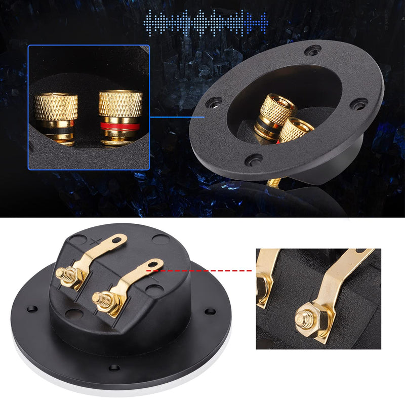 [Australia - AusPower] - Facmogu 2PCS 3 Inch Round 2-Way Speaker Box Terminal Cup Binding Post, Power Speaker Screw-in Terminal Plates, 3 Inch Subwoofer Box Terminal Banana Plugs for DIY Home Speaker Kits 2-way Round 