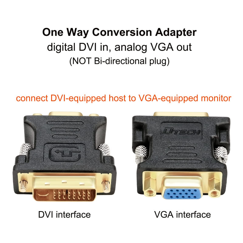 [Australia - AusPower] - DTECH DVI to VGA Adapter DVI-D Male to VGA Female Converter 1080P Video Connector 24+1 Pin for Monitor Computer Projector 
