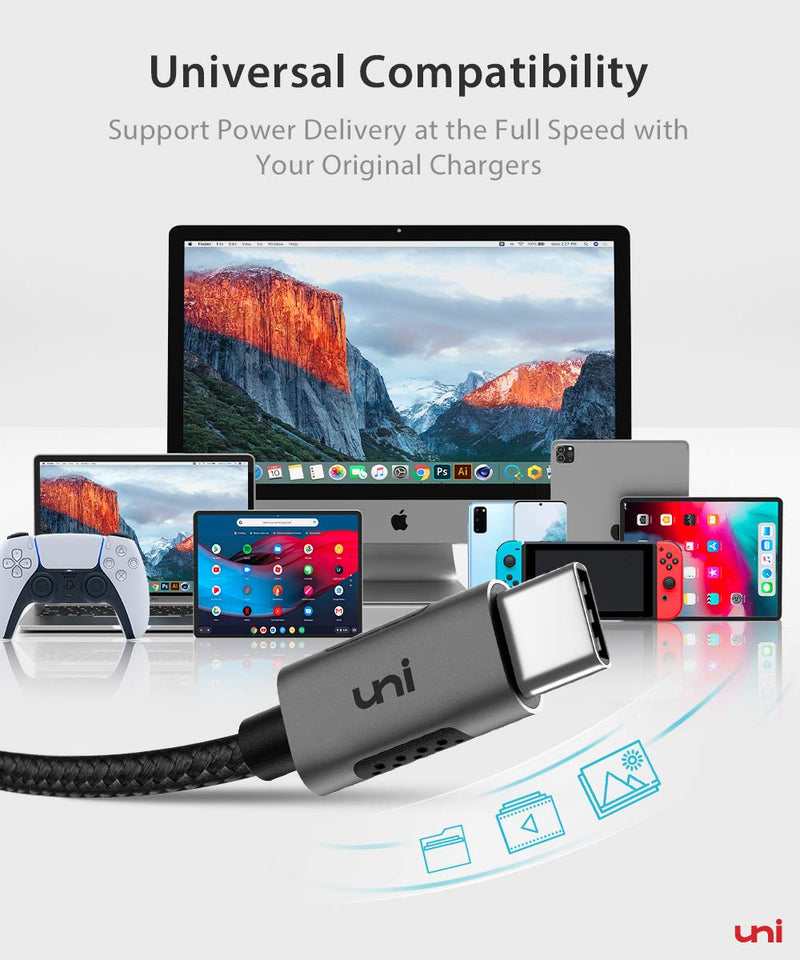 [Australia - AusPower] - USB C to USB C Cable 100W 10ft uni Long USB Type C 5A Fast Charging Nylon Braided Cord Compatible with MacBook Pro 2020/2019/2018, iPad Pro 2020, Dell XPS 15/13 and More 